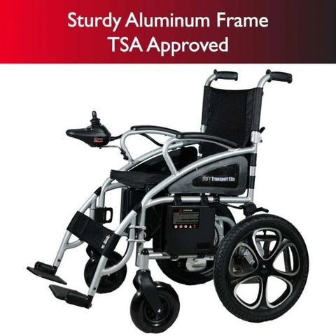 Zip'r Transport Lite Folding Electric Wheelchair Sturdy Aluminum Frame View